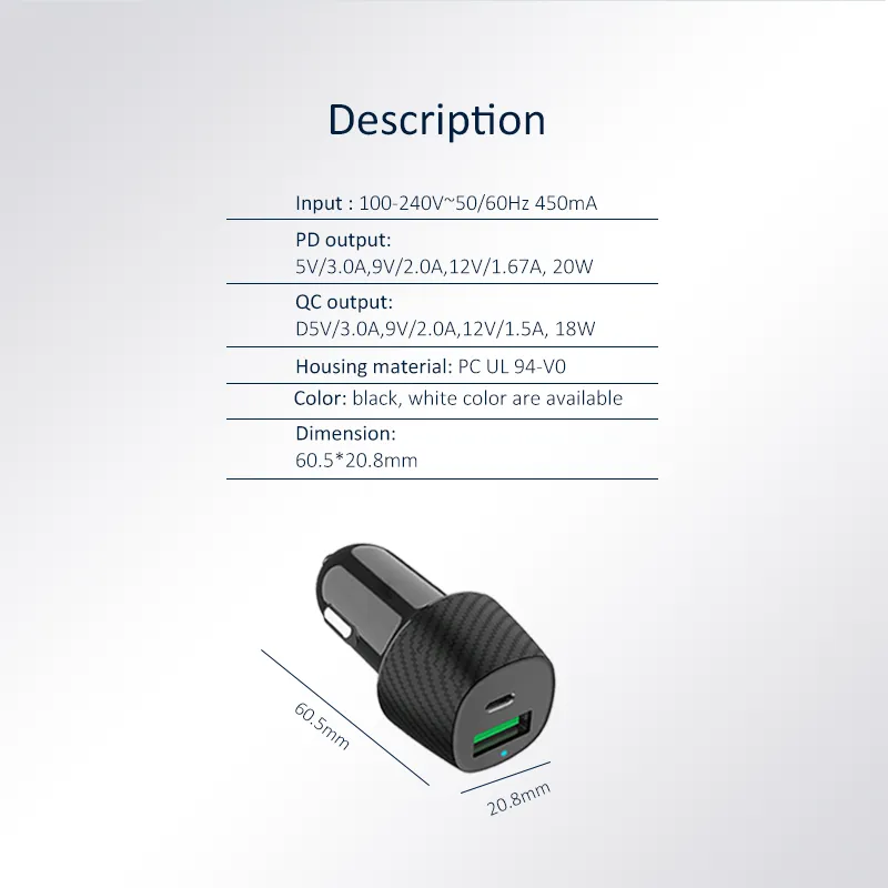 PD20W+QC18W Car Charger